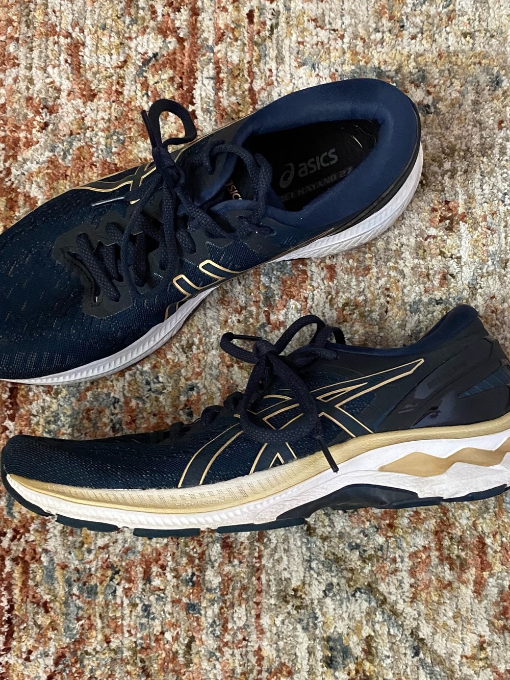 ASICS Men's Navy and Gold Athletic Running Shoes